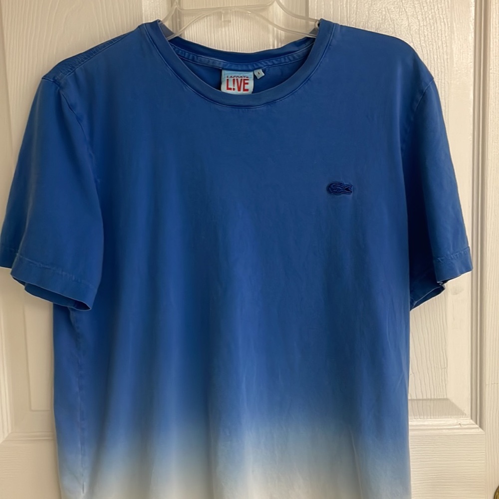 Lacoste Live T-shirt Mens Ombré Blue White Size 4 - Picture 4 of 8